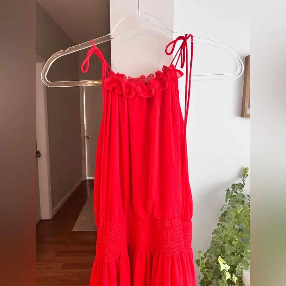 BANANA REPUBLIC Red Ruffle Halter Neck Maxi Dress - Picture 5 of 7
